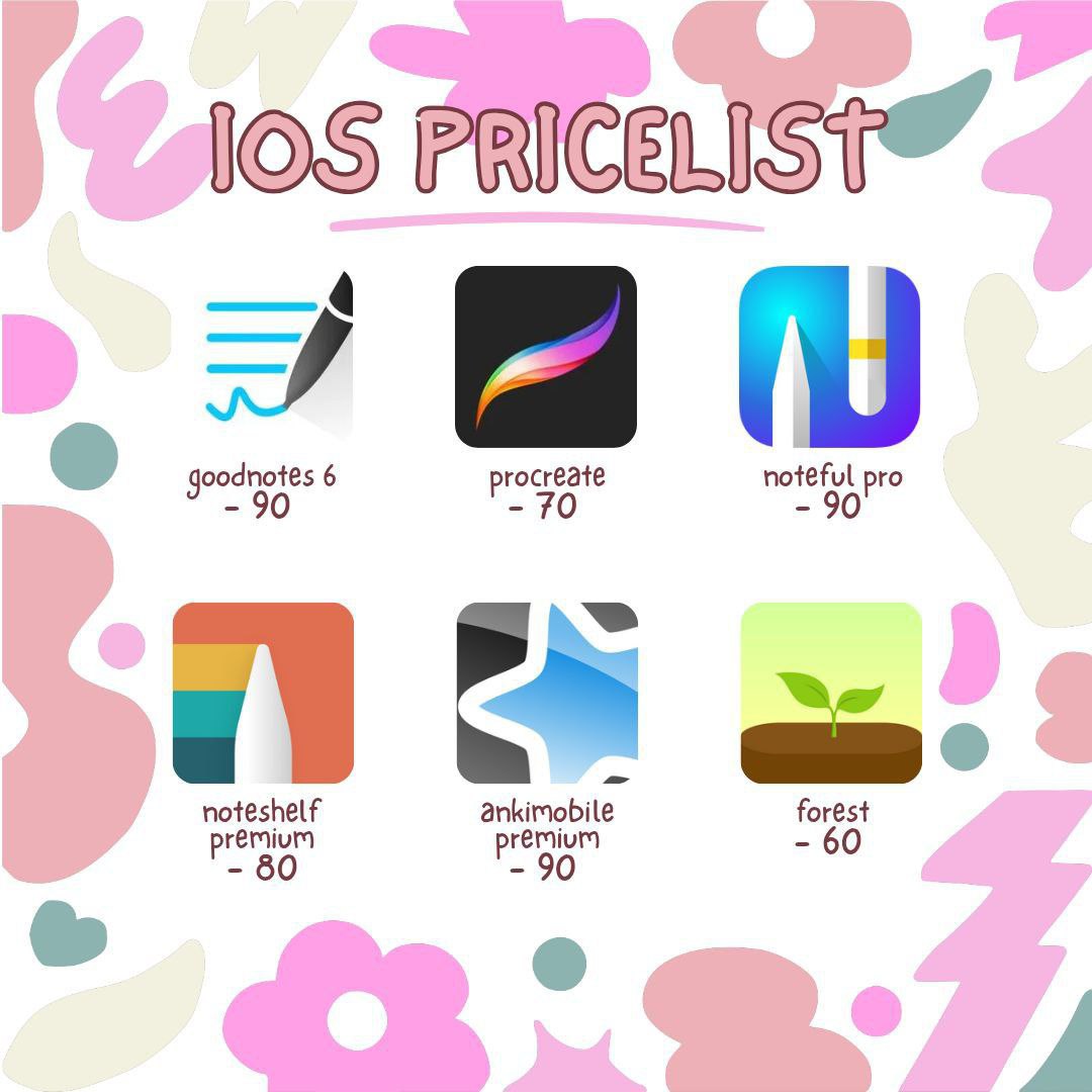 mikikprms's tweet image. hello! dm po to avail &amp;lt;33

t. wts lf lfb ph supplier ios android apps goodnotes 6 gn6 procreate noteful pro noteshelf ankimobile anki forest penly kilonotes sosonote flashcard deluxe dreams pencil set notes writer sleeptown fliqlo lumafusion collanote procreate note apps