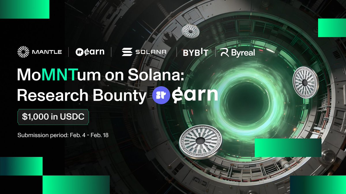 🔍 Calling all researchers - MoMNTum on Solana Research Bounty is LIVE on <a href="/SuperteamEarn/">Superteam Earn</a>!

Explore and show the synergy of $MNT between <a href="/Mantle_Official/">Mantle</a>, #Byreal, <a href="/Bybit_Official/">Bybit</a> &amp; <a href="/Alpha_Bybit/">Bybit Alpha</a> on <a href="/solana/">Solana</a> and get rewarded.

Deadline: Feb 18
👉 superteam.fun/earn/listing/s…