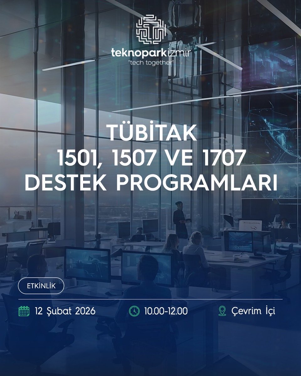 Teknoparkizmir_'s tweet photo. TÜBİTAK 1501, 1507 ve 1707 Destek Programları Bilgilendirme Toplantısına, tüm girişimcilerimiz ve ilgililer davetlidir.

🔗 Kayıt için: https://t.co/H22eGO3FY2

Konuşmacılar:
Mustafa Enes LOĞOĞLU - Bilimsel Programlar Uzmanı 
Dr. Esma Atılgan - Bilimsel Programlar Kıdemli Uzmanı https://t.co/El4zqN1AT5