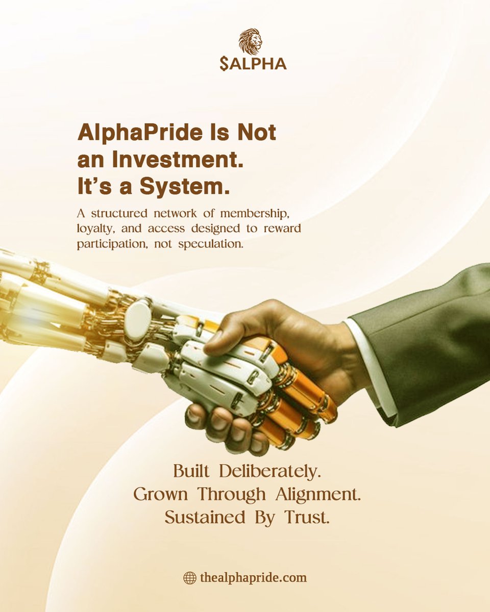 AlphaPride is not an investment.
Not a promise.

It is a structured system of membership, loyalty, and access, built deliberately, not speculatively. tr.ee/yl81ge 

#StayAlpha #LongTermThinking #AlphaPride