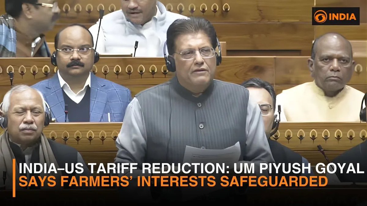 DDIndialive's tweet image. India–US Tariff Reduction: Commerce Minister Piyush Goyal Says Farmers’ Interests Safeguarded

🔗youtu.be/XcBxPYmANtc

#India #US #PiyushGoyal #TariffDeal