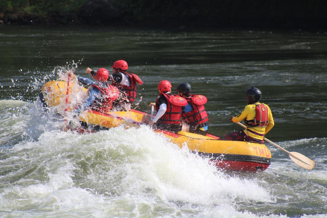 tmurafting's tweet photo. Grade 5 Mid-Weeks. Because "boring" isn't in our vocabulary. Conquer the rapids and show Wednesday who the boss is. #ExploreUganda https://t.co/mJ43SNc7XF