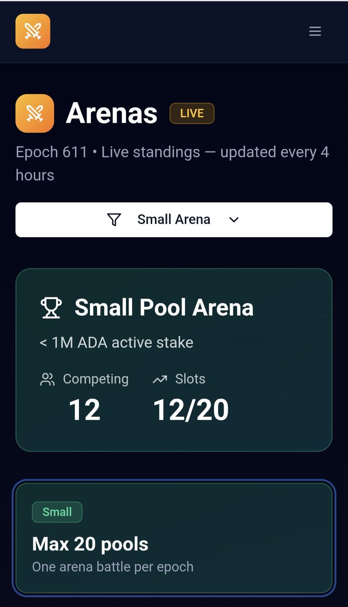 StakepoolArena's tweet image. ⏱️ Current epoch is live.
Next epoch = fresh competition.

Register your stake pool now and be battle-ready ⚔️  Free entry

stakepoolarena.com
#CardanoSPO #ADA #cardano