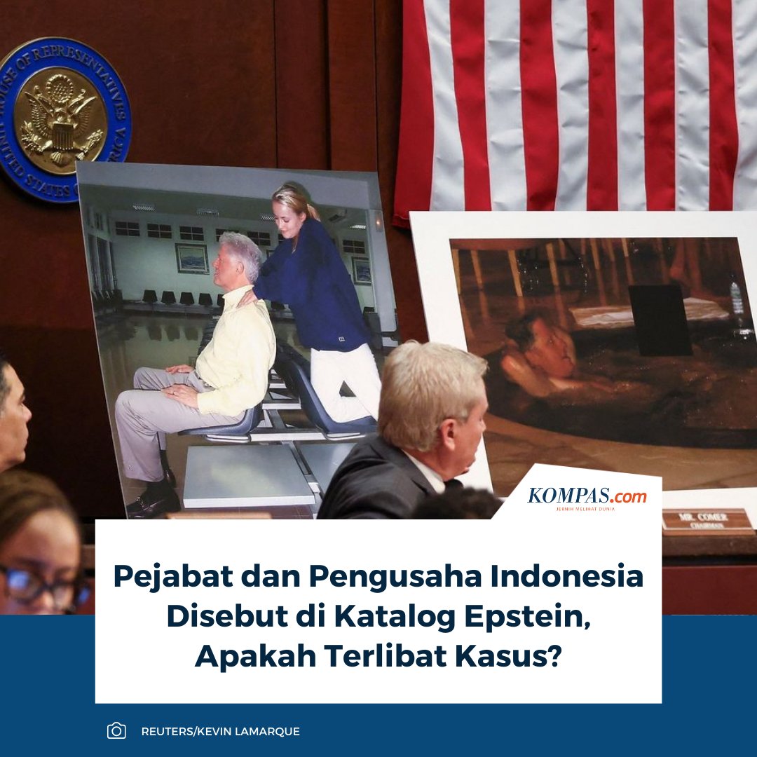 kompascom's tweet image. Kementerian Kehakiman AS merilis 3 juta halaman dokumen Jeffrey Epstein, termasuk 902 berkas terkait figur Indonesia. Apakah terindikasi terlibat kasus?

Baca selengkapnya: kompas.com/global/read/20…

~RK #epstein #indonesia #kasus