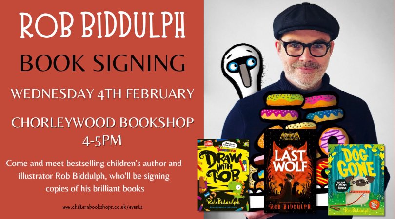 CWBookshop's tweet photo. 📣TODAY📣

The most excellent @RobBiddulph will be stopping by the bookshop from 4-5PM, where he’ll be signing copies of his brand new adventure, THE LAST WOLF. 

Tickets can be be booked in advance or you can just pop along 😎

https://t.co/ogYLy17Hpq https://t.co/eO5DLDIh5N