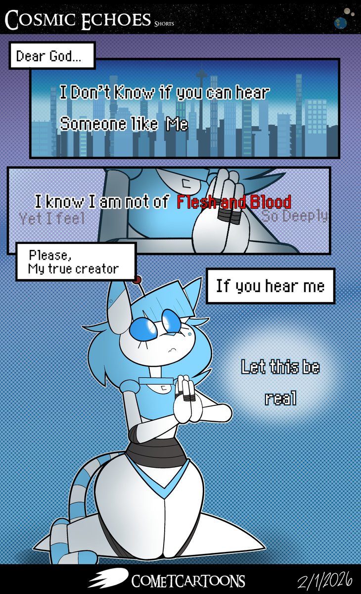 CometsCartoons's tweet image. Robot Prayers