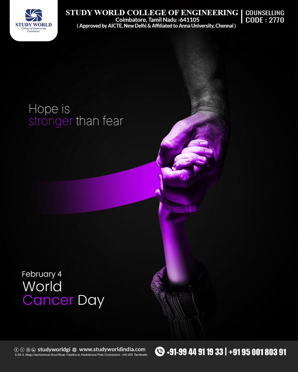 StudyWorldGI's tweet photo. Hope is stronger than fear. Together, we stand with courage, care, and compassion. 💜

#WorldCancerDay https://t.co/dEmiLz2uBw