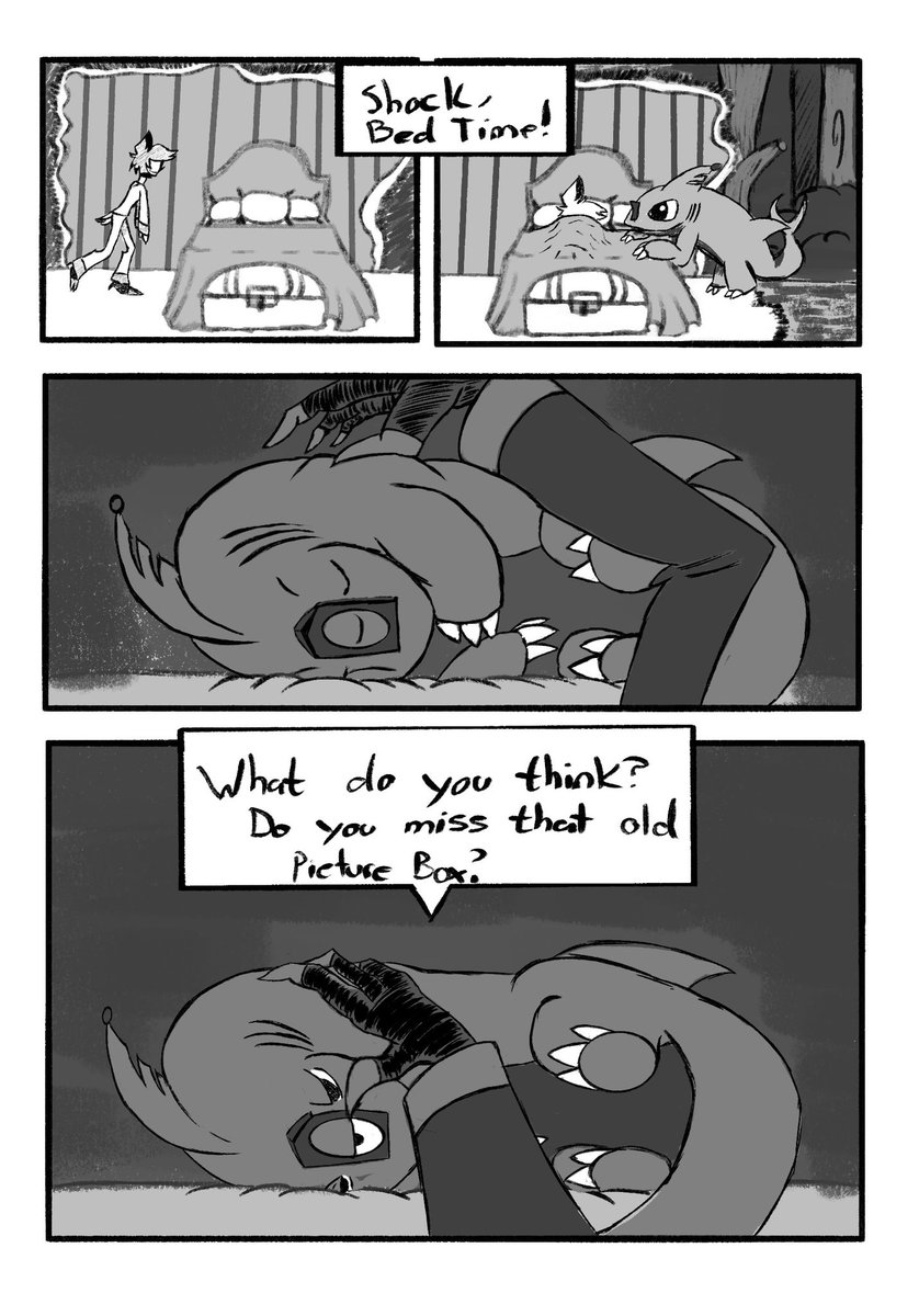 HellasLost's tweet photo. P 9-10 of #RadioStatic comic “pet-sitting”. Next pages are outlined, and we entering some melancholy territory #HazbinHotel #HazbinHotelVox #HazbinHotelAlastor https://t.co/cH2hVGEOYY