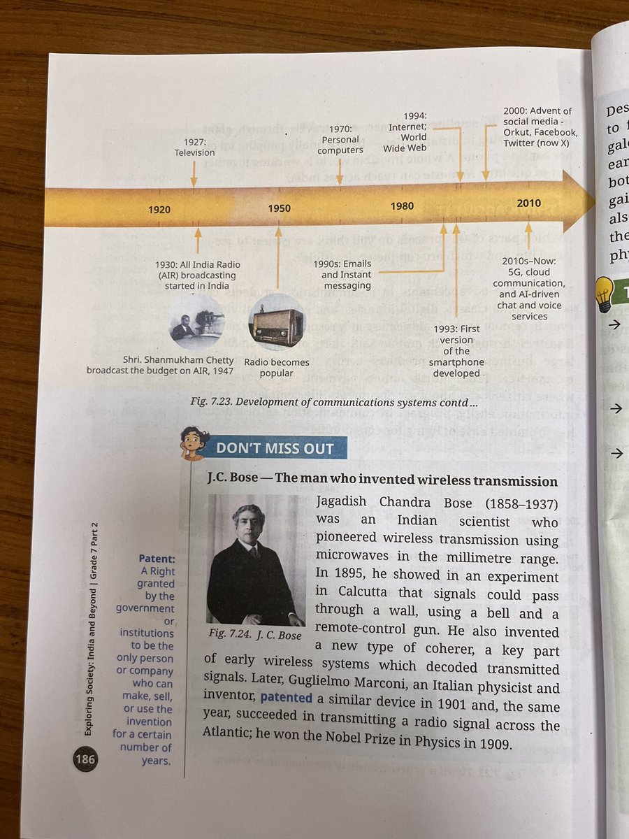 sanjeevsanyal's tweet photo. The new NCERT Social Science for Grade 7 (part 2) is out. It discusses modern financial innovations like UPI, tells students about Indian innovators like JC Bose, weaves in India’s maritime past and so on. It inculcates a vision of an India based on confident risk taking, exploration and innovation. Contrast this with the old “povertarian” narrative where India was depicted as a under confident nation waiting for the gift of civilisation and foreign aid