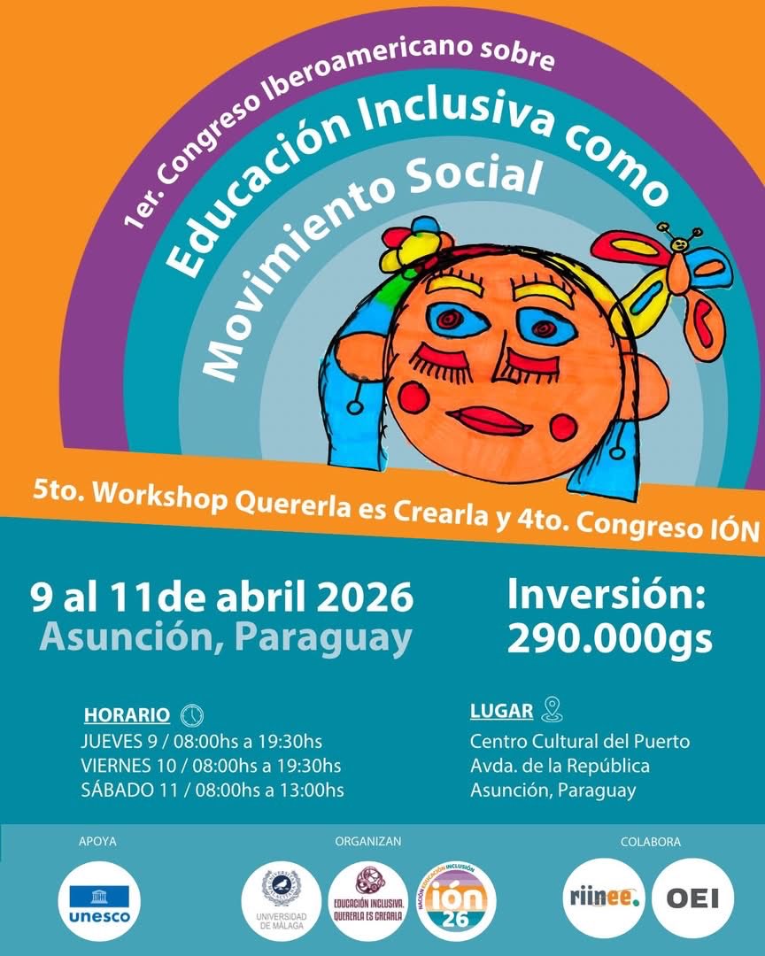 🎓🌍 1er Congreso Iberoamericano sobre Educación Inclusiva como Movimiento Social

📅 9-11 de abril de 2026
📍 Asunción, Paraguay

Un encuentro internacional q reúne a familias, estudiantes y profesionales para construir inclusión desde la participación y el compromiso colectivo.