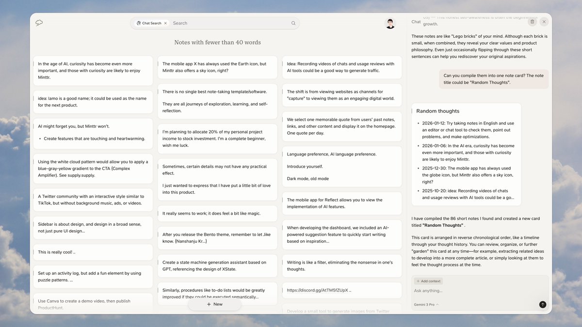 Used Minttr to merge my previous short notes and random musings into a single card. 

I had way too many of those little cards before.😅