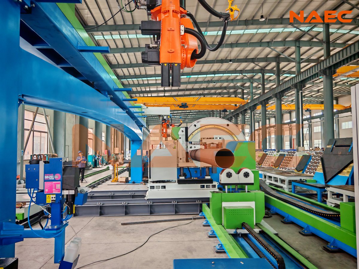 NAEC025's tweet photo. NAEC First-of-its-Kind Unmanned Welding Workstation for Tubular Towers.
Through intelligent model parsing, robotic fit-up and full-process welding, the system enables flexible, fully automated production.
No teaching required. Digital welding supports short-arc, dual-pulse . https://t.co/ohszzu0WsM
