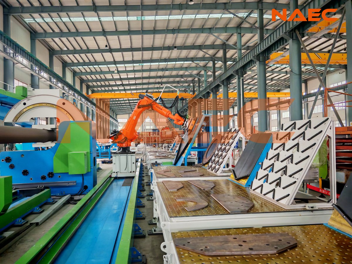 NAEC025's tweet photo. NAEC First-of-its-Kind Unmanned Welding Workstation for Tubular Towers.
Through intelligent model parsing, robotic fit-up and full-process welding, the system enables flexible, fully automated production.
No teaching required. Digital welding supports short-arc, dual-pulse . https://t.co/ohszzu0WsM