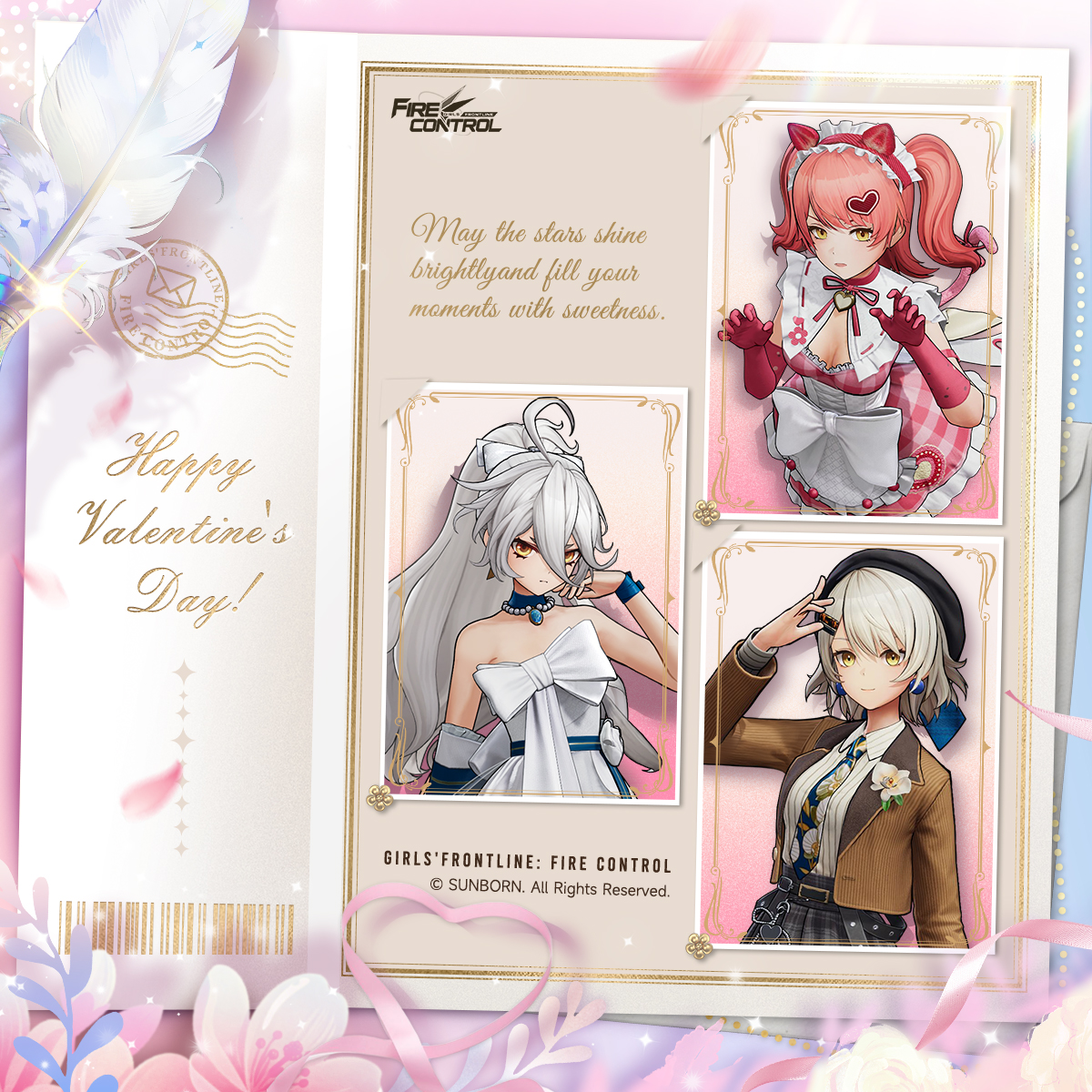 GFLFIRECONTROL's tweet photo. Happy Valentine's Day!
May the stars shine brightly and fill your moments with sweetness.

>> Download now: 
• Google Play:
https://t.co/B1opQyIu0d
• App Store: https://t.co/vQkweJLzeS

#GFLFirecontrol #GirlsFrontlineFireControl #GirlsFrontline #gfl https://t.co/rU9E4oRUdy