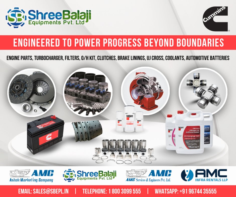 AMC_Group_'s tweet photo. Powering Progress with Genuine Cummins Solutions! 
Get Genuine Cummins On-Highway Engines, Long Blocks, Short Blocks &amp; Spare Parts at Shree Balaji Equipments Pvt. Ltd. – your trusted authorized partner. #Cummins #AMCGroup #AuthorizedDistributor #GenuineParts #EngineSolutions https://t.co/Z0l8sodZh0