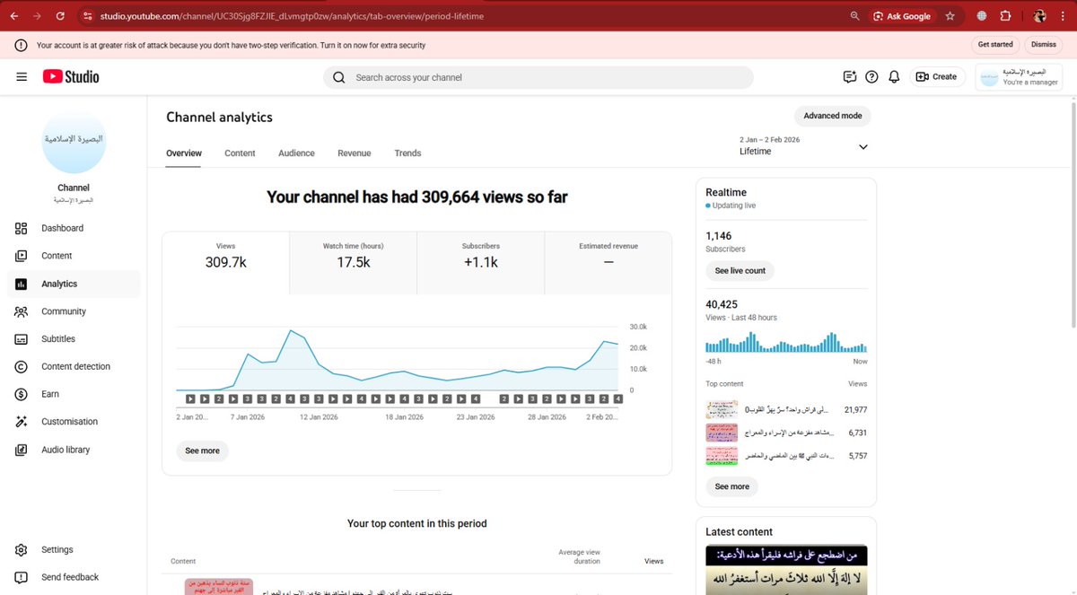 MannJhol's tweet photo. Arabic content organic long monetized channel available for sale

40k realtime

67 long views upload

Algeria Egypt audience top

1100 subscribers

Browser features+suggested views top
#youtube #youtubeautomation #EpsteinFiles https://t.co/J4a5vhxI82