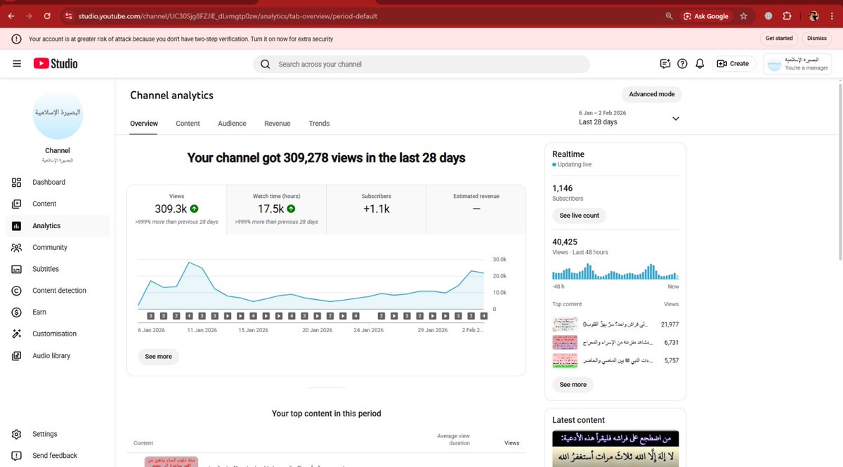 MannJhol's tweet photo. Arabic content organic long monetized channel available for sale

40k realtime

67 long views upload

Algeria Egypt audience top

1100 subscribers

Browser features+suggested views top
#youtube #youtubeautomation #EpsteinFiles https://t.co/J4a5vhxI82