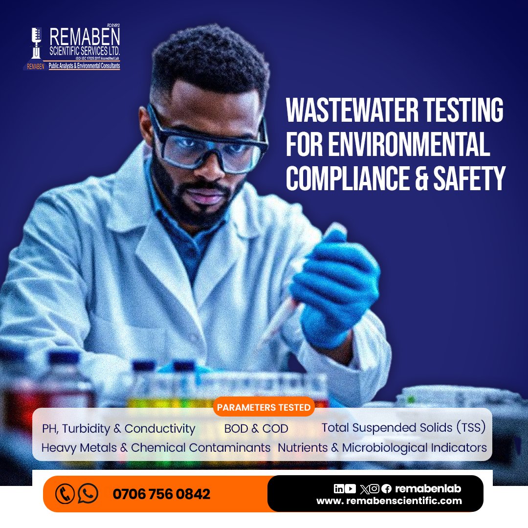 remabenlab's tweet photo. Ensure #WastewaterTesting meets #EnvironmentalCompliance & #SafetyStandard. We deliver #AccurateWaterAnalysis, #EffluentTesting & #EnvironmentalMonitoring to help industries, facilities, & organizations achieve #RegulatoryCompliance & #SustainableOperations with reliable results. https://t.co/nTjRLDPbe8