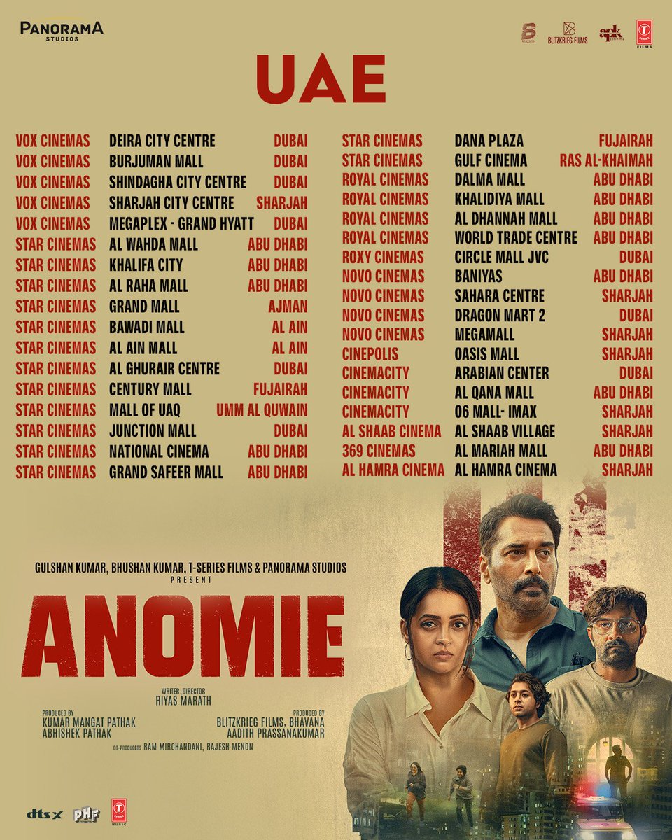 PharsFilm's tweet photo. With justice out of reach, revenge becomes inevitable.
Watch Zara hunt for the truth behind her brother’s killing on the big screen.
Catch Anomie in theatres near you on February 6th!
#Anomie
#Bhavana
#RahmanActor
#RiyasMarath
#TseriesMusic
#PanoramaStudios https://t.co/l40tNim3Py