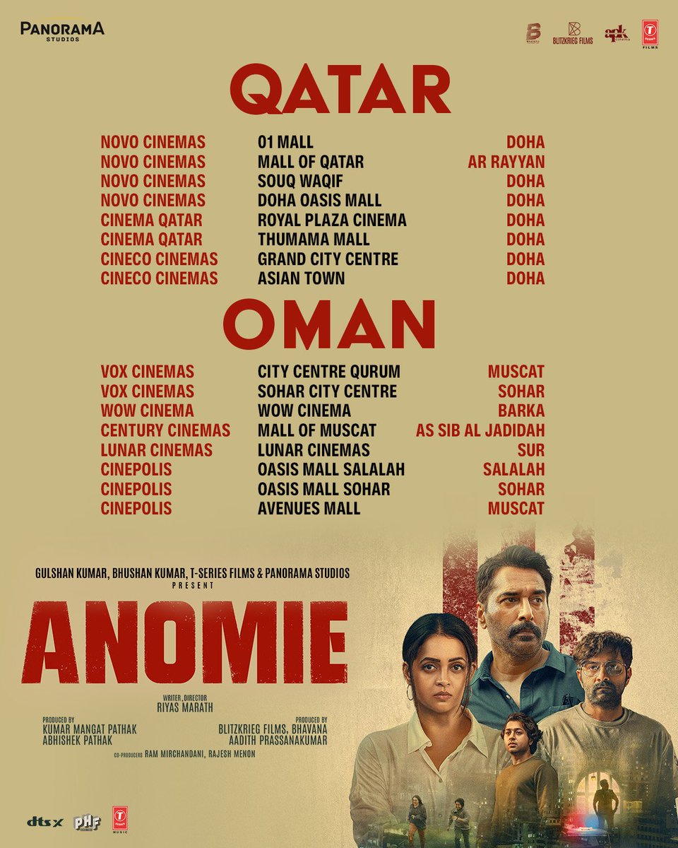 PharsFilm's tweet photo. With justice out of reach, revenge becomes inevitable.
Watch Zara hunt for the truth behind her brother’s killing on the big screen.
Catch Anomie in theatres near you on February 6th!
#Anomie
#Bhavana
#RahmanActor
#RiyasMarath
#TseriesMusic
#PanoramaStudios https://t.co/l40tNim3Py