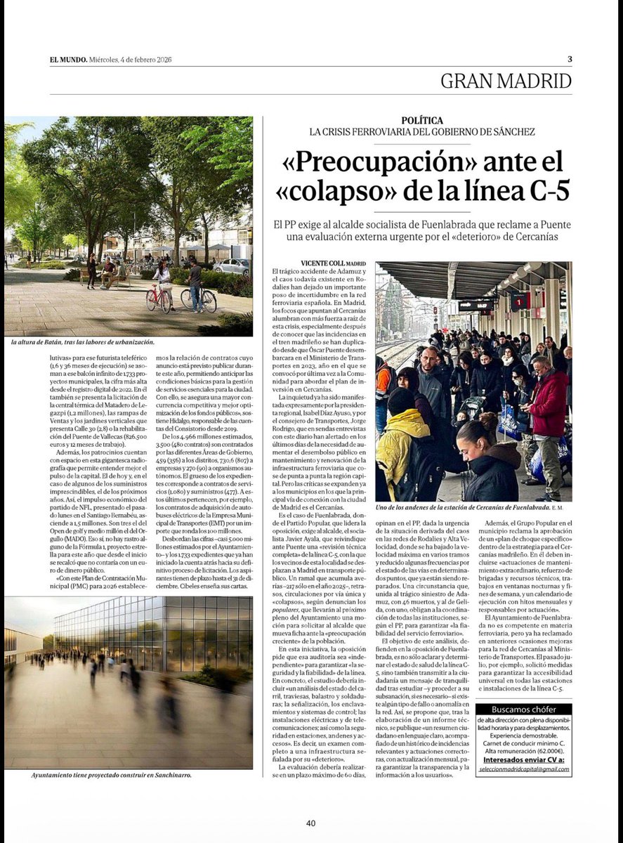 🚆❌ Retrasos, averías y trenes saturados en la C-5.
No es un incidente: es el resultado de la politica socialista, que castiga al transporte público.

Los usuarios merecen un servicio fiable y seguro.
#Cercanías #C5