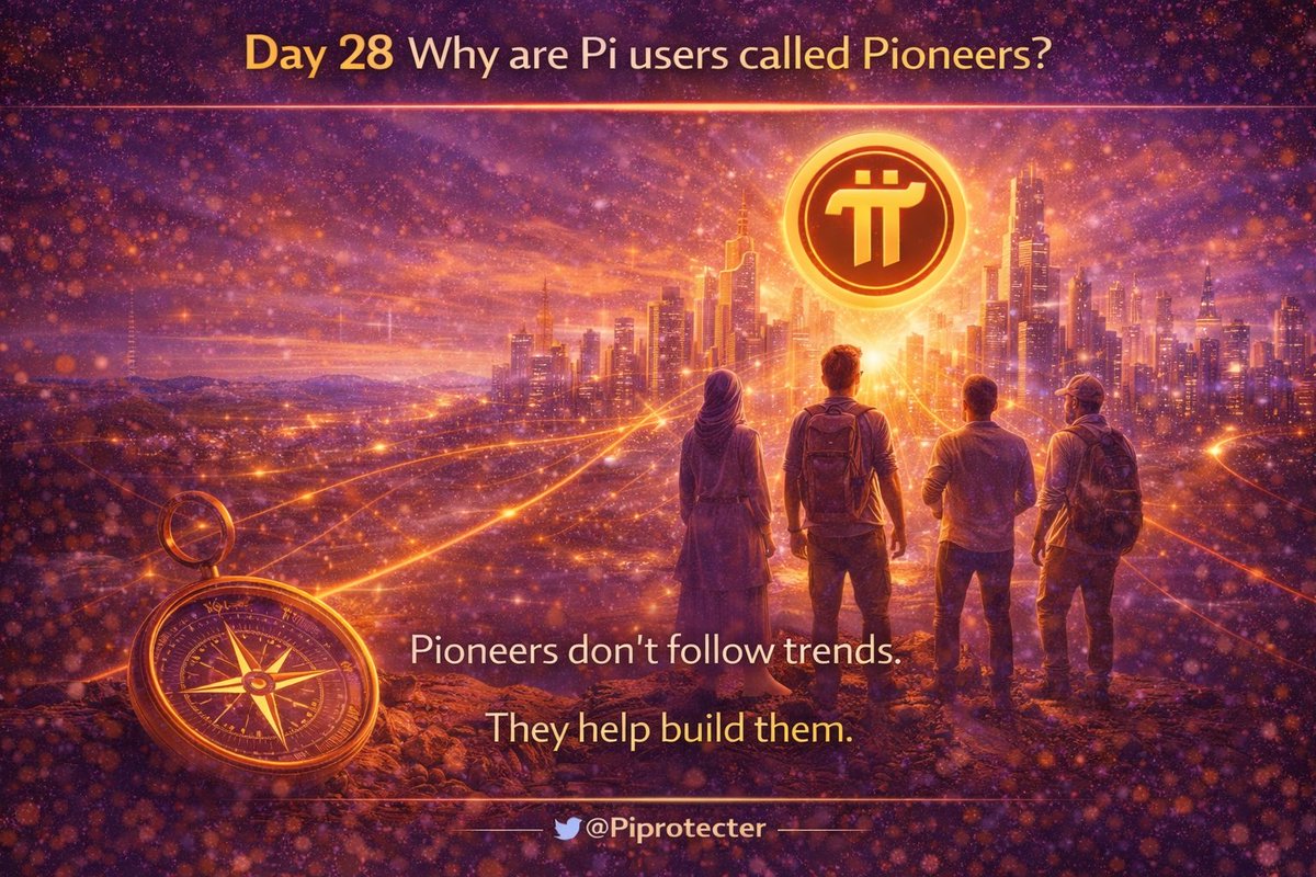 Day 28️⃣

Why are Pi users called “Pioneers”? 🧭

Because early participants shape the future.
This isn’t passive investing —
it’s active participation.

Pioneers don’t follow trends.
They help build them. 🚀

#PiNetwork <a href="/PiCoreTeam/">Pi Network</a>