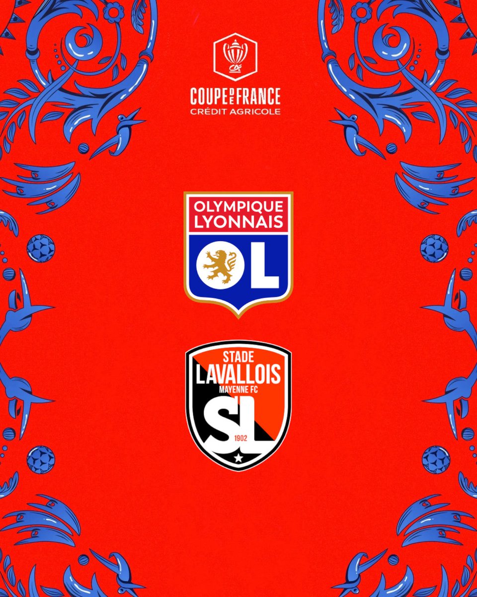 𝐉𝐎𝐔𝐑 𝐃𝐄 𝐌𝐀𝐓𝐂𝐇 ⚔️

🆚 Laval
🏟️ Groupama Stadium
🕘 20h30
📺 <a href="/beinsports_FR/">beIN SPORTS</a> 3

L’OL reçoit le Stade Lavallois, actuel 17ème de Ligue 2, en 1/8ème de finale de #CoupeDeFrance. Un match abordable sur le papier mais il faudra être sérieux pour arriver à se qualifier en
