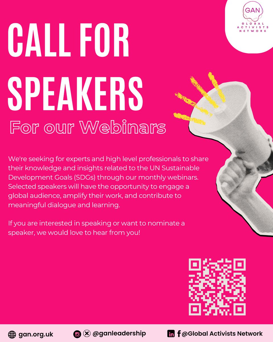 GanLeadership's tweet photo. We’re opening our webinar stage to voices shaping development, sustainability, governance, gender equality, climate action, and beyond.
🎙️ Become a GAN webinar speaker: https://t.co/Gk1SW8qYih
#CallForSpeakers #Changemakers #SDGConversations https://t.co/gx5HOguDXp