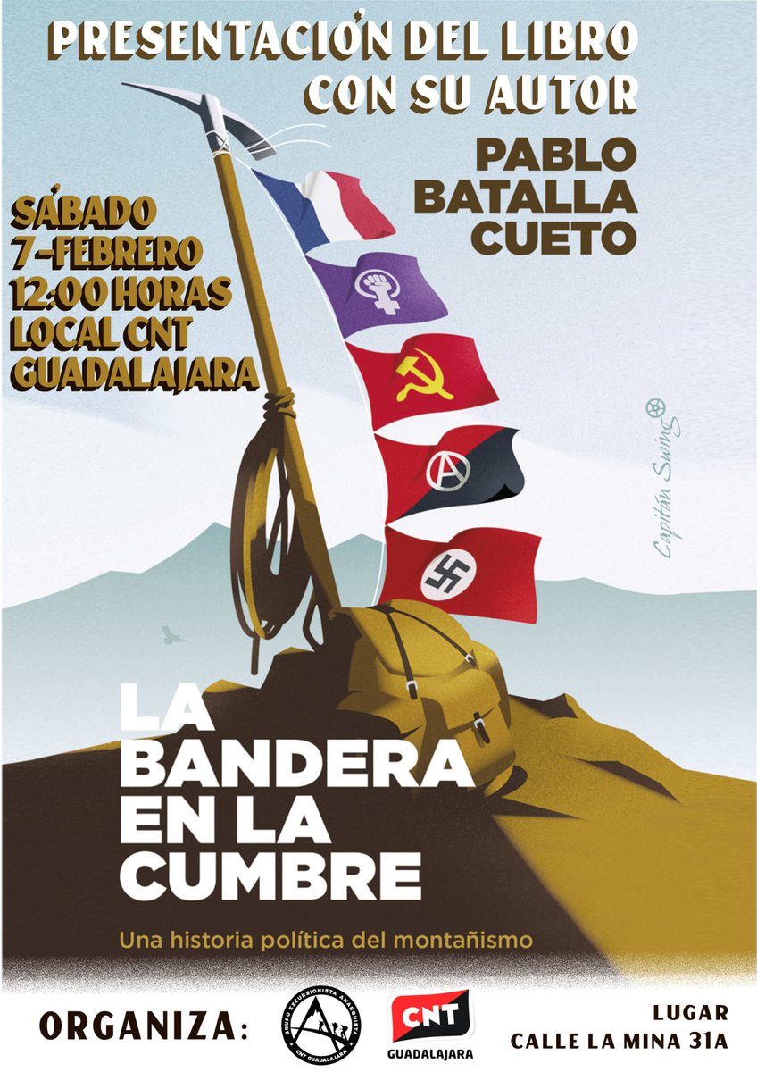 Presentación del libro «La bandera en la cumbre», una historia política del montañismo.

guadalajara.cnt.es/2026/01/12/pre…