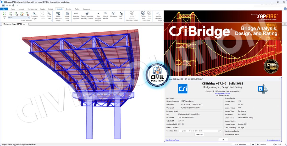 sscscv's tweet photo. 🌉 CSI Bridge Advanced with Rating v27.0.0 Build 3662
📥 Download Now: https://t.co/8U5CJPSV5w
#CSIBridgeAdvanced #BridgeRating #BridgeAnalysis #BridgeDesign #StructuralEngineering #CivilEngineering #FEA #SeismicDesign #DynamicAnalysis #LoadRating #AASHTO #LRFD #BridgeModeling https://t.co/qiclPKyqGZ