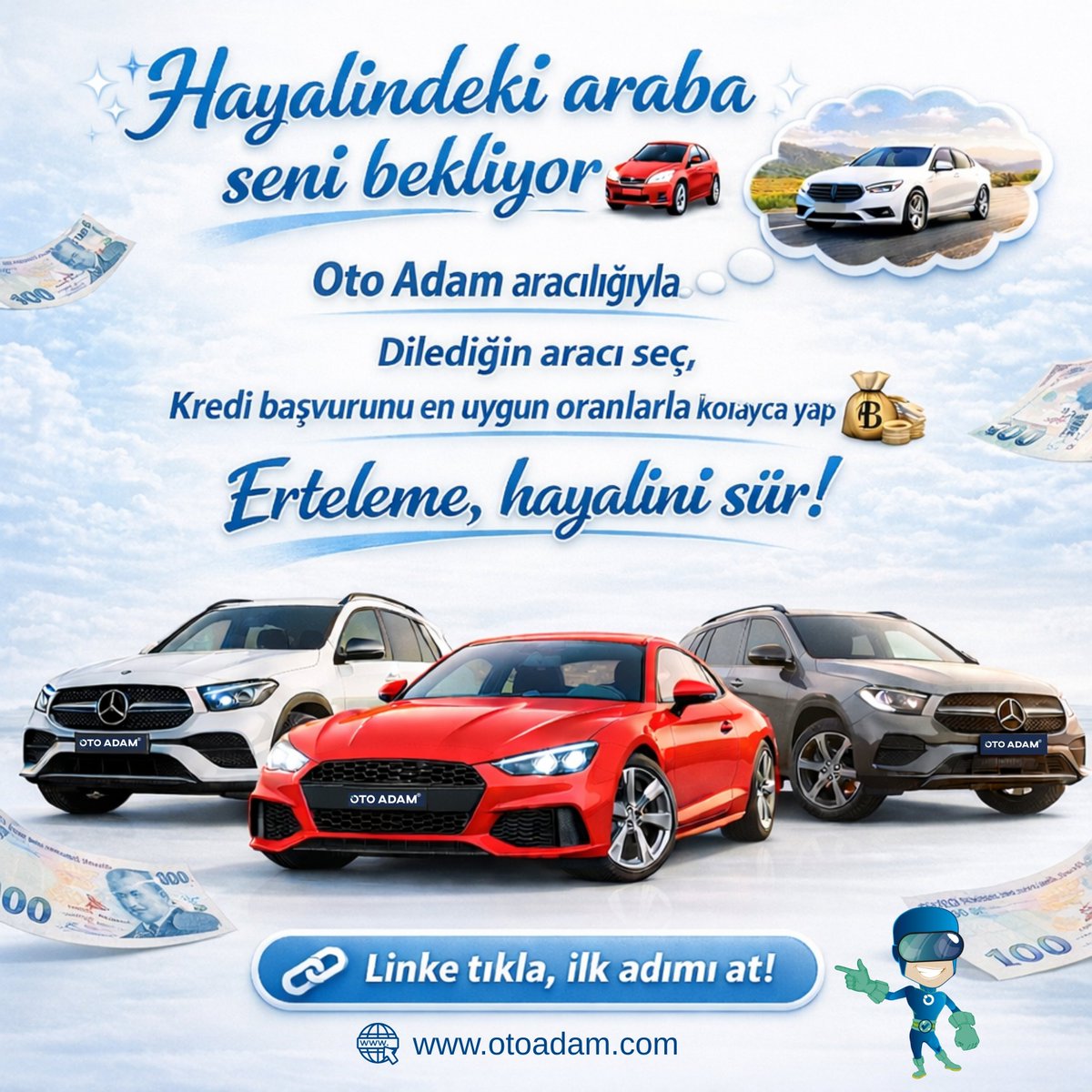 ✨ Hayalindeki araba seni bekliyor! ✨
Oto Adam aracılığıyla, dilediğin aracı seç ve kredi başvurunu en uygun oranlarla kolayca yap 💸
Erteleme, hayalini sür! 🚗

🔹 Sadece linke tıkla ve ilk adımı at!

🌐 otoadam.com

🌐 otoadam.com/kredi-basvurus…
📱 +90 533 571 89 41