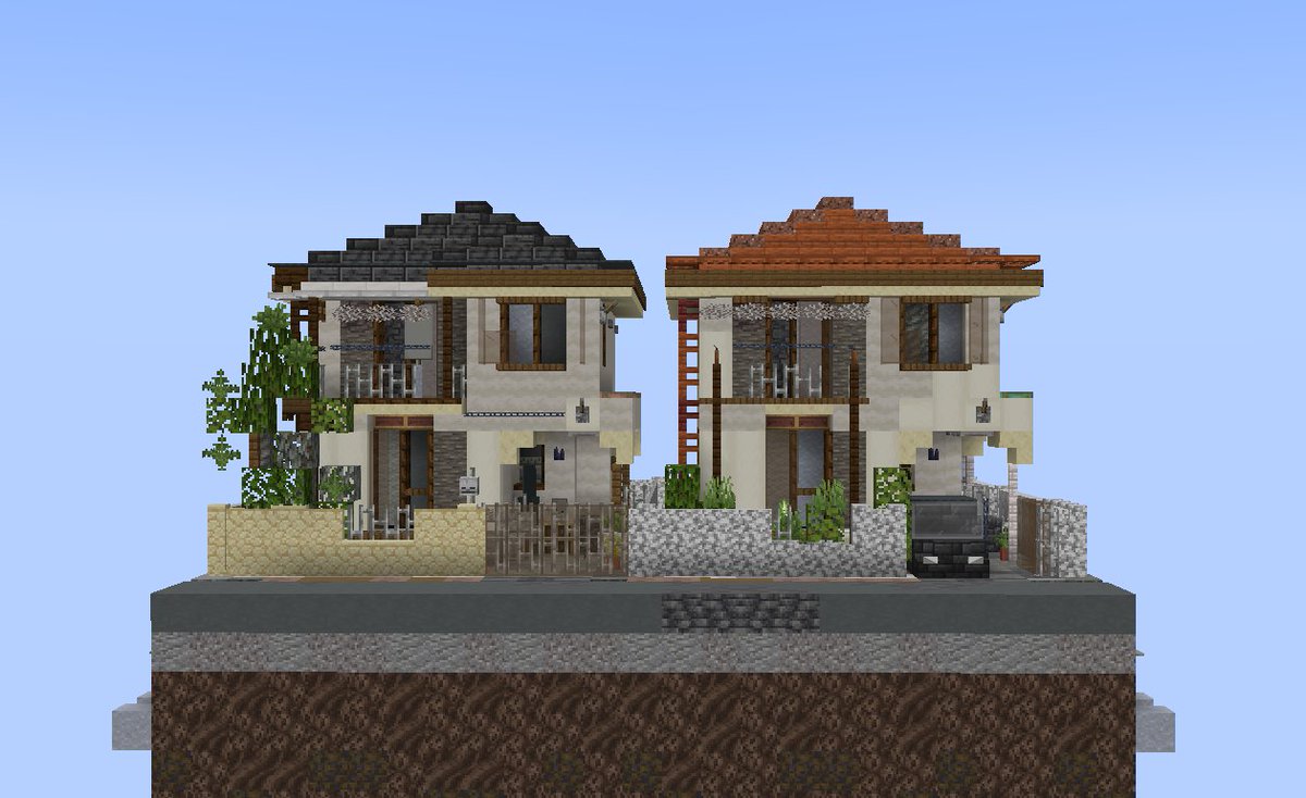 #Minecraft  #minecraft建築コミュ 
一軒家×2
(築40~50年、同時に建設
その他概要はALTに)