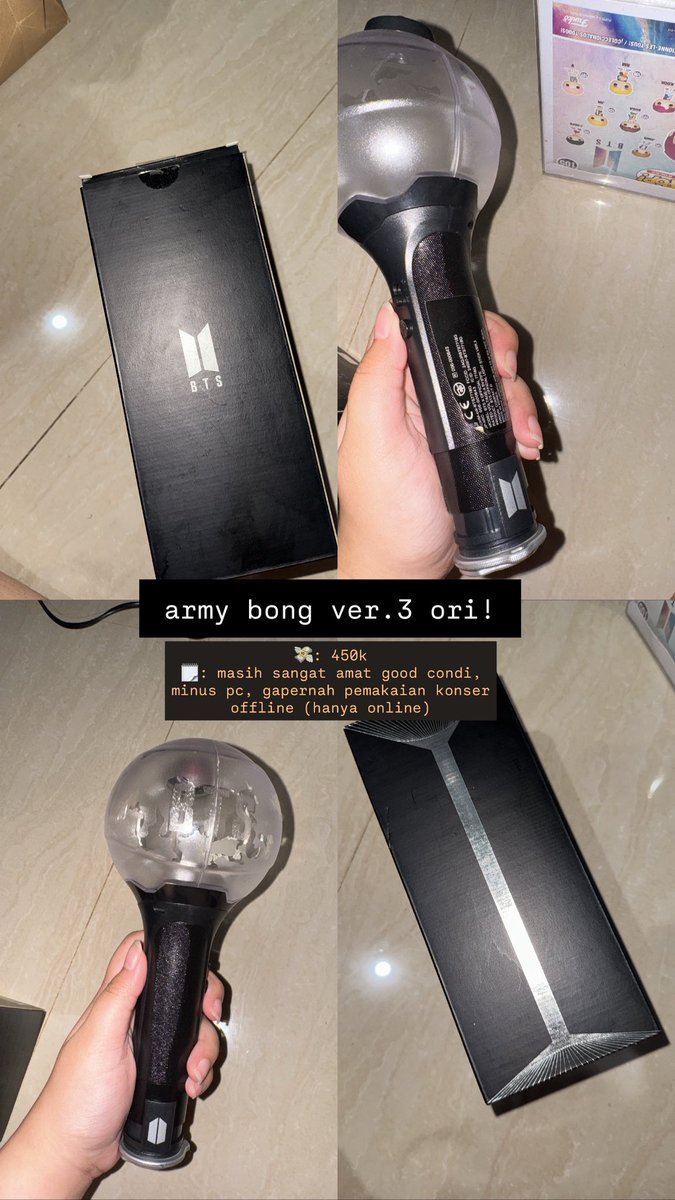 solopinkfleur's tweet photo. ‼️ wts BTS official light stick ver. 3‼️

• good condition
• minus no pc
• include packaging!
• co by 🍊
• dm for more condition or tanya-tanya!❗️SERIOUS BUYER ONLY ❗️

🏷️ wts wtb sell buy preloved light stick bts ver 3 murah murah https://t.co/GDcHmdfVC1
