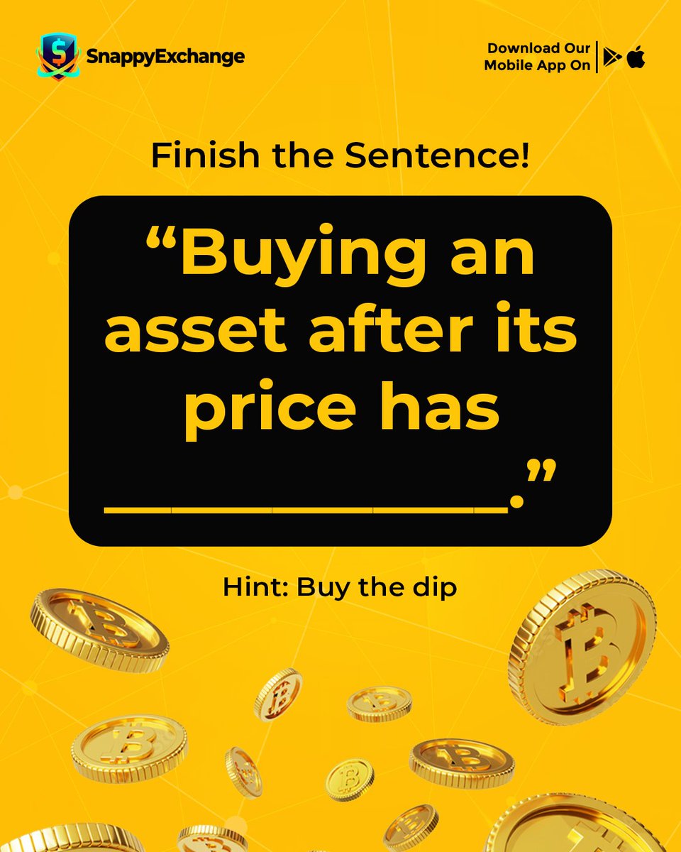 Finish the sentence 👇
“Buying an asset after its price has ____.”

Hint: buy the dip
Drop your answer in the comments and let’s see who really knows the game 💬

Chelsea | Ramadan | Epstein | Oranmiyan | Emirates | Grammy | Davido | Amen | Obi Cubana