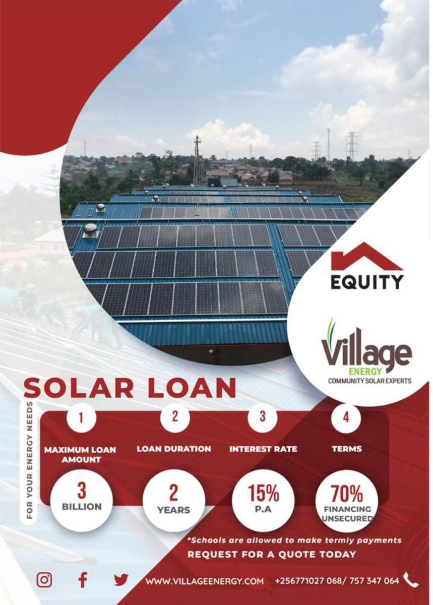 VillageEnergy's tweet photo. This  will enable them to experience multiple benefits, particularly increase  in revenues ,which has positive ripple effects for communities. 
The solar loans provided by partner Banks and Saccos will also help accelerate this impact
#RenewableEnergy #SolarLoans #ItTakesAVillage https://t.co/lgv5EhPHi1