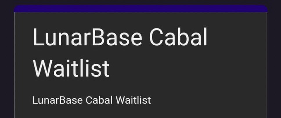 Still haven't done this?... Do it now

Funding = Undisclosed 

Join the <a href="/LunarBaseX/">LunarBase</a> waitlist (Early access)

- Visit docs.google.com/forms/d/e/1FAI…
- Fill the form 

That’s all for now…