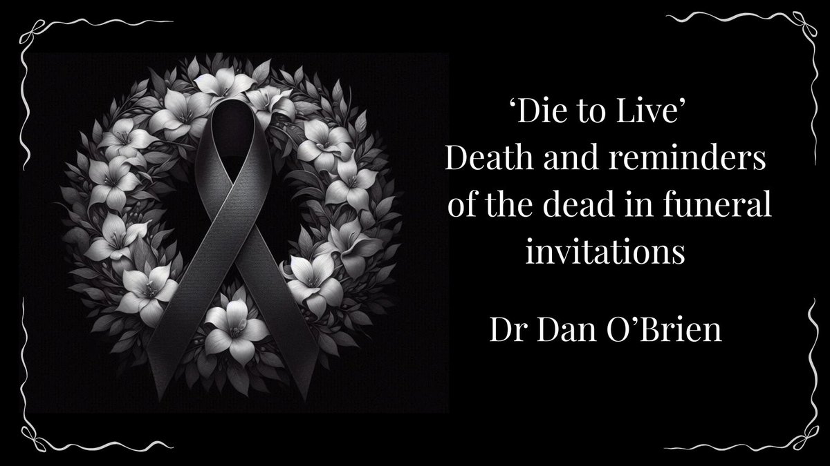 Delighted to announce that Dr Dan O'Brien will be speaking at the up-coming Symbols of Mortality Conference. A well-known figure in the death studies field, Dan will be sharing his extensive knowledge on the subject of funeral invitations, in all their deathly glory.