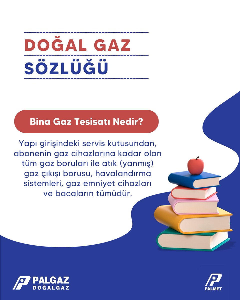Bina Gaz Tesisatı Nedir?
Yapı girişindeki servis kutusundan, abonenin gaz cihazlarına kadar olan tüm gaz boruları ile atık (yanmış) gaz çıkışı borusu, havalandırma sistemleri, gaz emniyet cihazları ve bacaların tümüdür.

#Palgaz #DogalgazSözlüğü