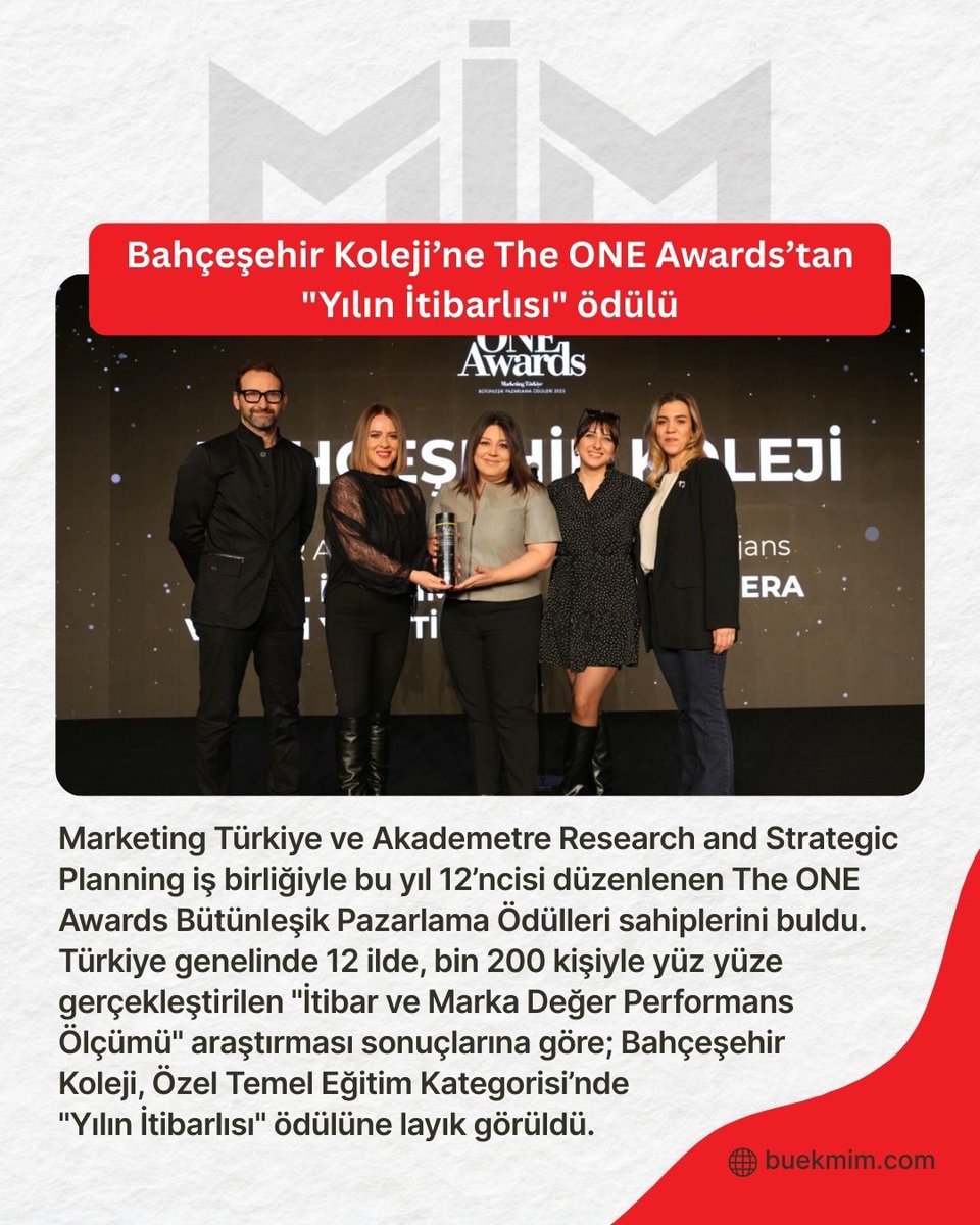 Bahçeşehir Koleji, The ONE Awards Bütünleşik Pazarlama Ödülleri’nin Özel Temel Eğitim Kategorisi’nde "Yılın İtibarlısı" ödülünün sahibi oldu.

iha.com.tr/istanbul-haber…