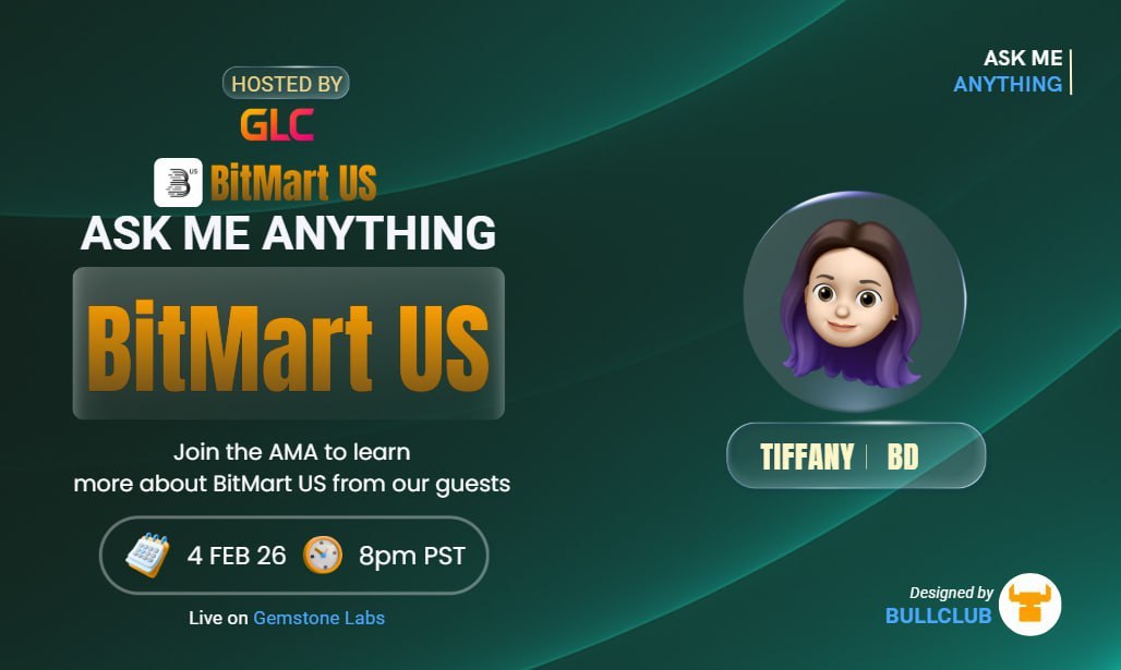 Join us for Exclusive Telegram Text LIVE AMA with <a href="/BitMartUS/">BitMart US</a>
🗓️ Date:- 4th,February, 2026
🕰️ Time:- 8:PM PST
💰 Reward for Audience :- $100

🎙️Guest:- Tiffany | VP of Operations  
🎙️Host:- Gemstone labs Community 

🏡Venue :-t.me/GemstoneLabs_C…
〽️ Rules for the AMA: 
1️⃣