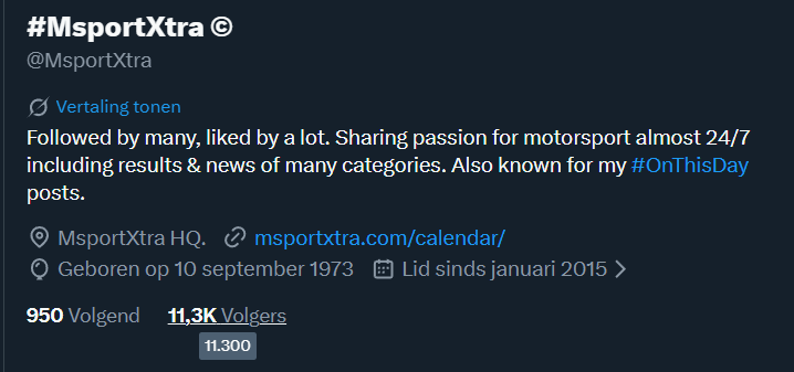 MsportXtra's tweet photo. Not sure who it was but thanks, I've made it to 11.3K..... again..... Lets see how long it takes this time before it drops back below 11.3K. :P #MsportXtra #Growth #F1Family #Motorsport #Quantity https://t.co/8H4oBzRASD