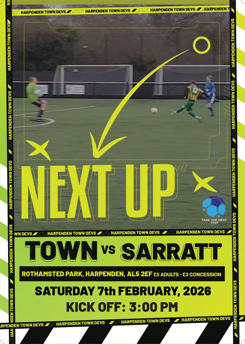 ᴍᴀᴛᴄʜ ᴅᴀʏ ᴛᴡᴇɴᴛʏ-ꜱɪx

⚽️Harpenden Town Development vs Sarratt
🕑1500 KO Saturday. 7th Feb. 2026
📍Rothamsted Park, Harpenden, AL5 2EF 
🎟️£5 adults - £3 concession
 🏆<a href="/SSMFLOfficial/">Spartan South Midlands Football League Official</a>

#nonleague #nonleaguefootball #harpenden