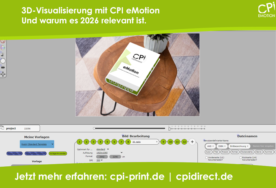 CPIGroup_'s tweet photo. Stellen Sie sich vor, Sie könnten Ihre Buchprojekte bereits in 3D erleben, bevor das erste Exemplar überhaupt gedruckt wurde. 
 Mit eMotion von CPI visualisieren Sie Ihre Titel in fotorealistischer Qualität – aus jedem Winkel einsehbar. https://t.co/c6MdE7hJDg