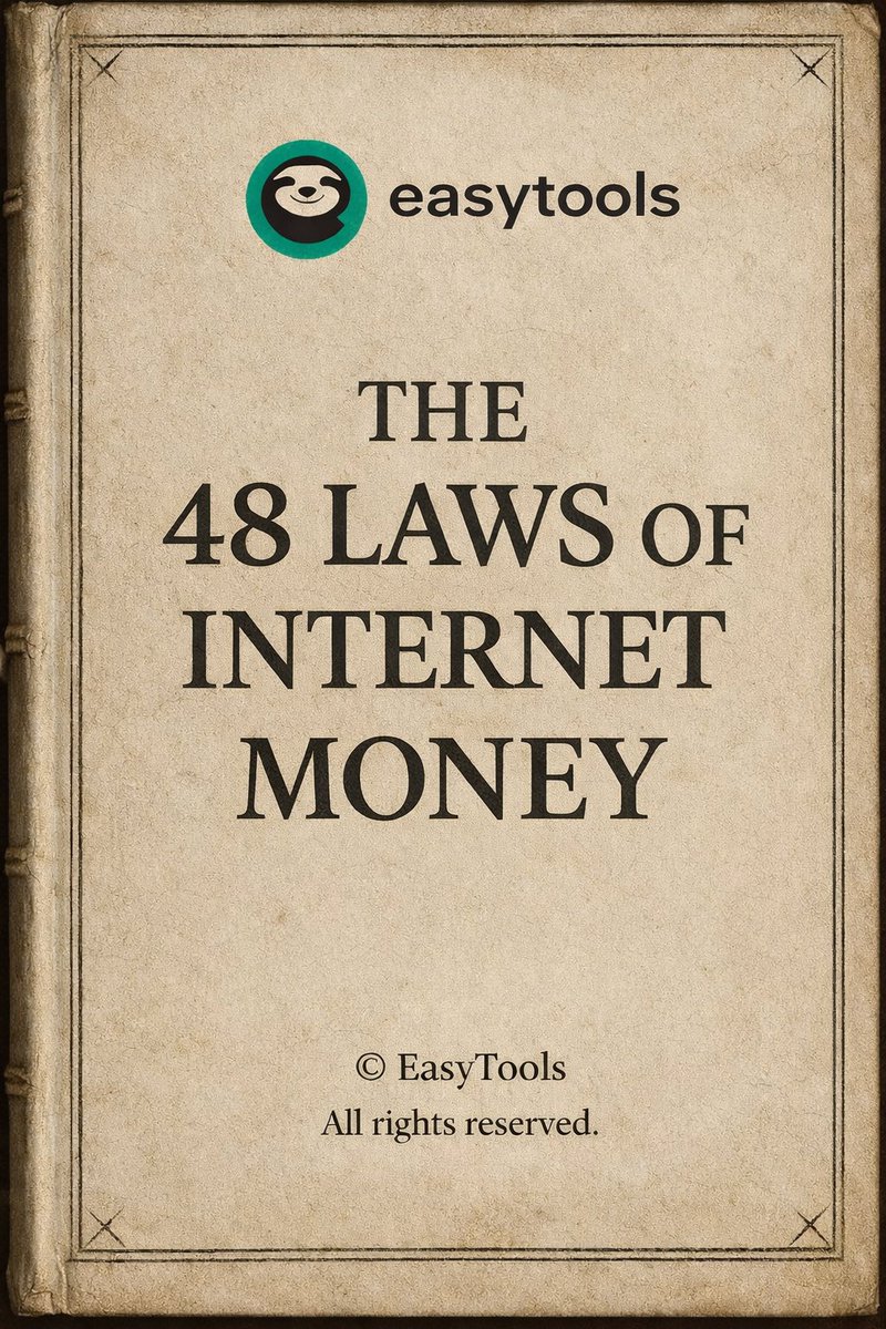 easytoolshq's tweet image. If you don't have The 48 Laws of Internet Money™

Like and comment “48” and we'll send the link to you.