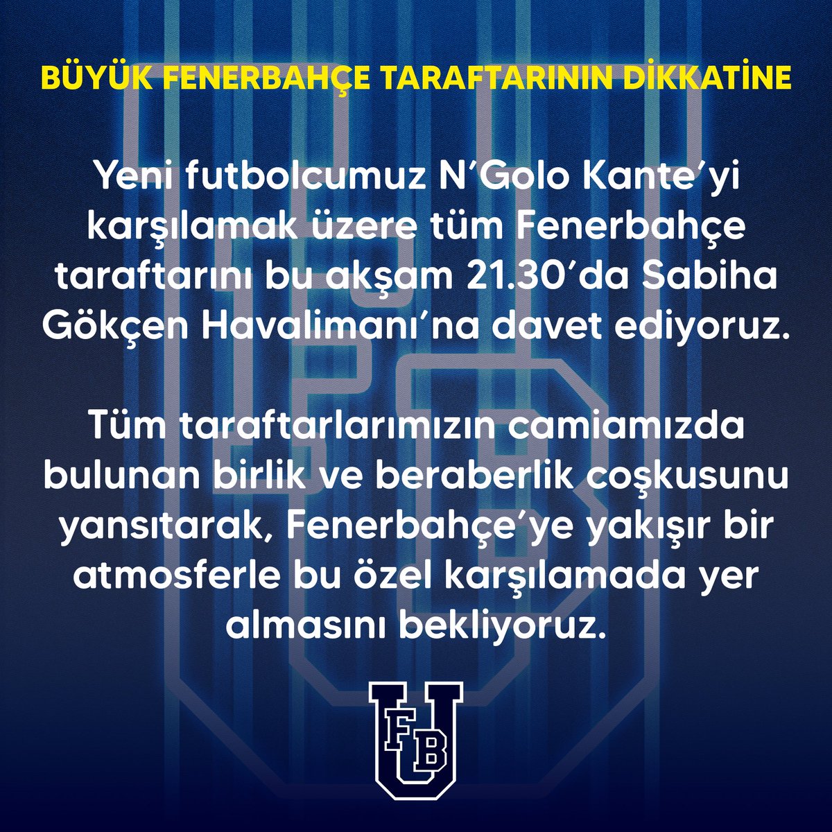 BÜYÜK FENERBAHÇE TARAFTARININ DİKKATİNE