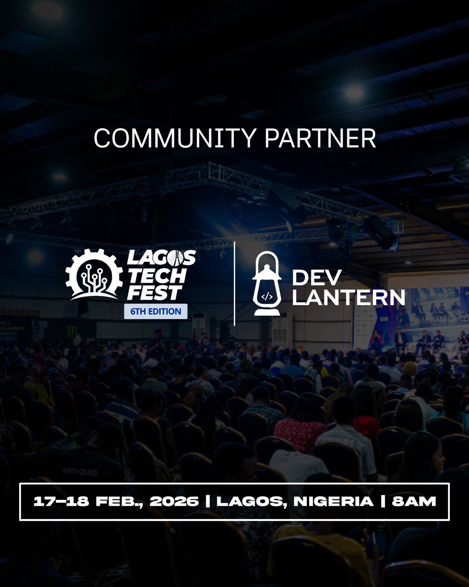 Exciting news✨

Dev Lantern will be joining us as a Community partner for Lagos Tech Fest 2026

Lagos Tech Fest is Nigeria’s premier technology gathering, bringing together innovators, founders, investors and industry leaders to shape the future of the country’s tech ecosystem.