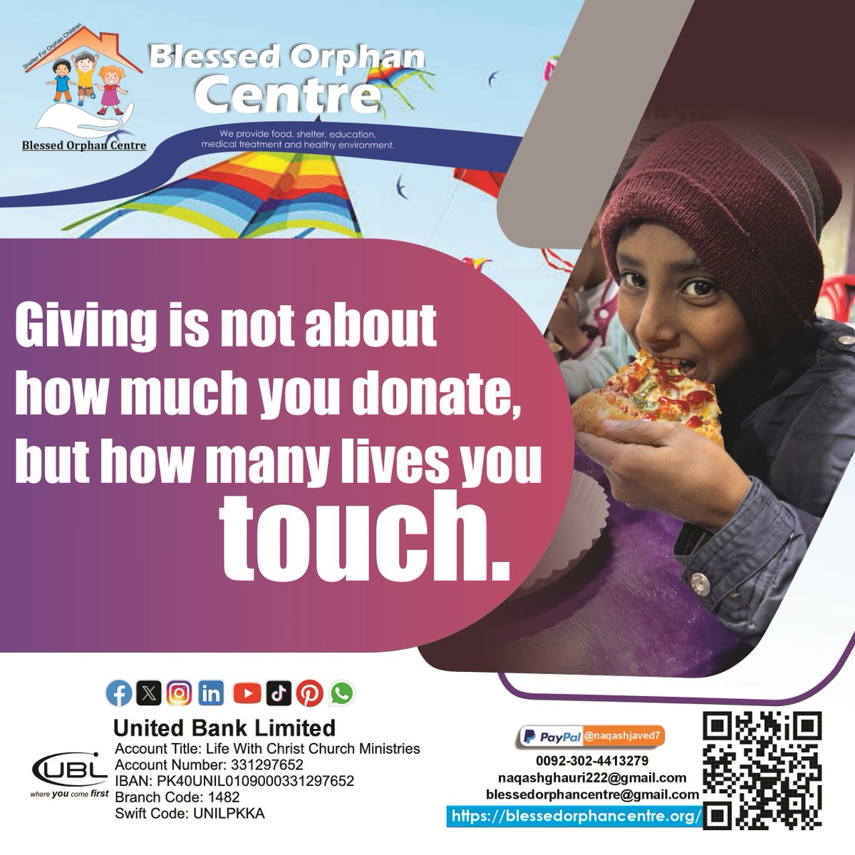 CentreBlessed's tweet image. Giving is not about how much you donate, but how many lives you touch. lessedorphancentre@gmail.com
🌐 blessedorphancentre.org
#SupportInNeed #childwelfare #viralpost2025シ2025 #viralpost2026シ #viralpost2025シ2025 #orphanageinlahore #orphanageinpakistan #FutureReady