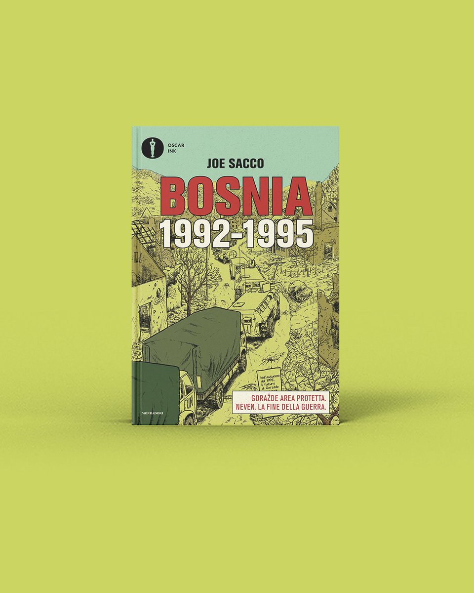 Mondadori's tweet photo. Le tre opere raccolte in "Bosnia" di Joe Sacco offrono uno sguardo unico su una delle più atroci tragedie che abbiano colpito l’Europa dal Dopoguerra. Le illustrazioni danno un volto umano ad azioni inumane. Ora in libreria e online. https://t.co/5LG0ZMmpLD