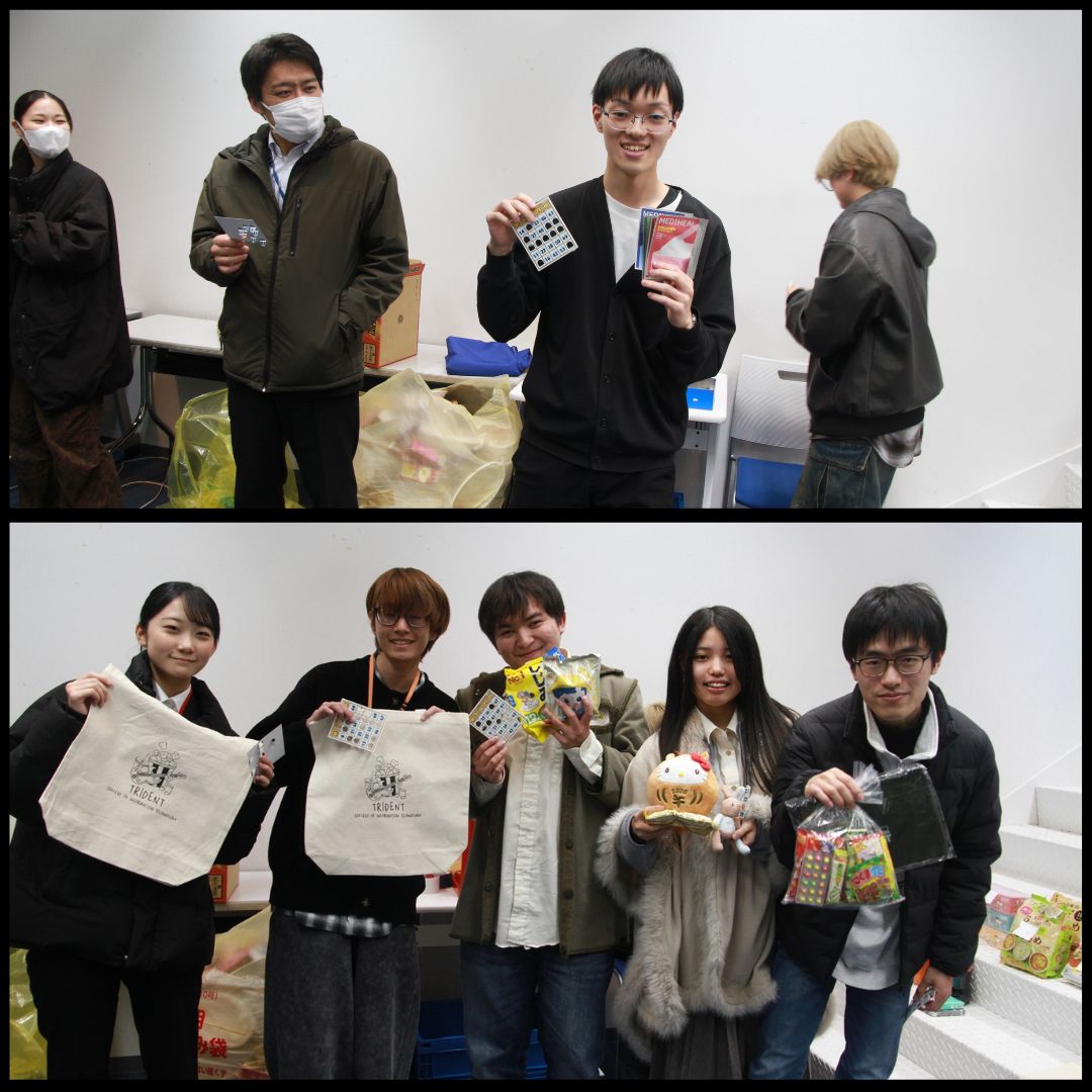1月29日(木)、オープンキャンパス等を支えた学生スタッフ29名の卒業を祝う慰労会を開催✨
後輩主催でゲームやビンゴ、ランチを楽しみ、笑顔と会話にあふれた温かい時間となりました。

▼『学生スタッフ慰労会』はこちら▼
computer.trident.ac.jp/news/753/