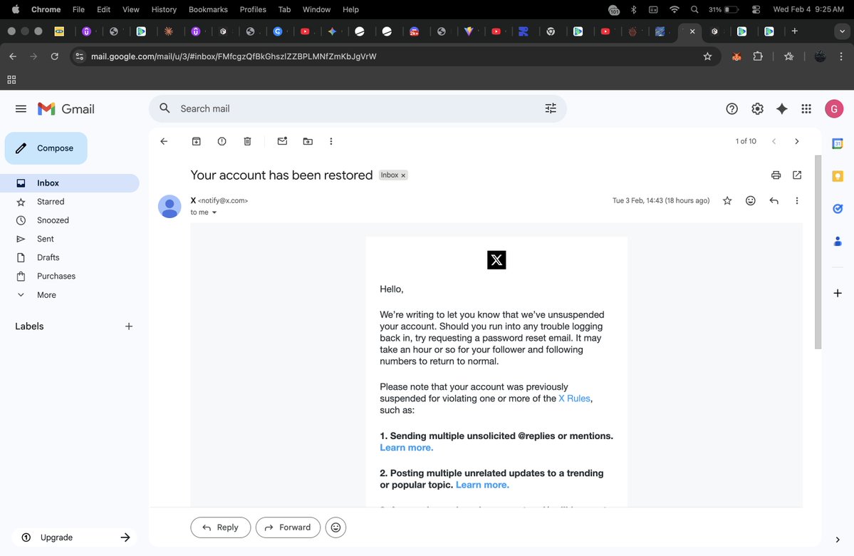 godfather_web3's tweet image. GM CT 

I got SUSPENDED but not even X can keep the GODFATHER down for long 

They tried to silence the playbook, the roasts, the real Web3 alpha...
But here I am, back in the trenches, still grinding.

If you guys want i can drop a guide on how to submit an appeal that works